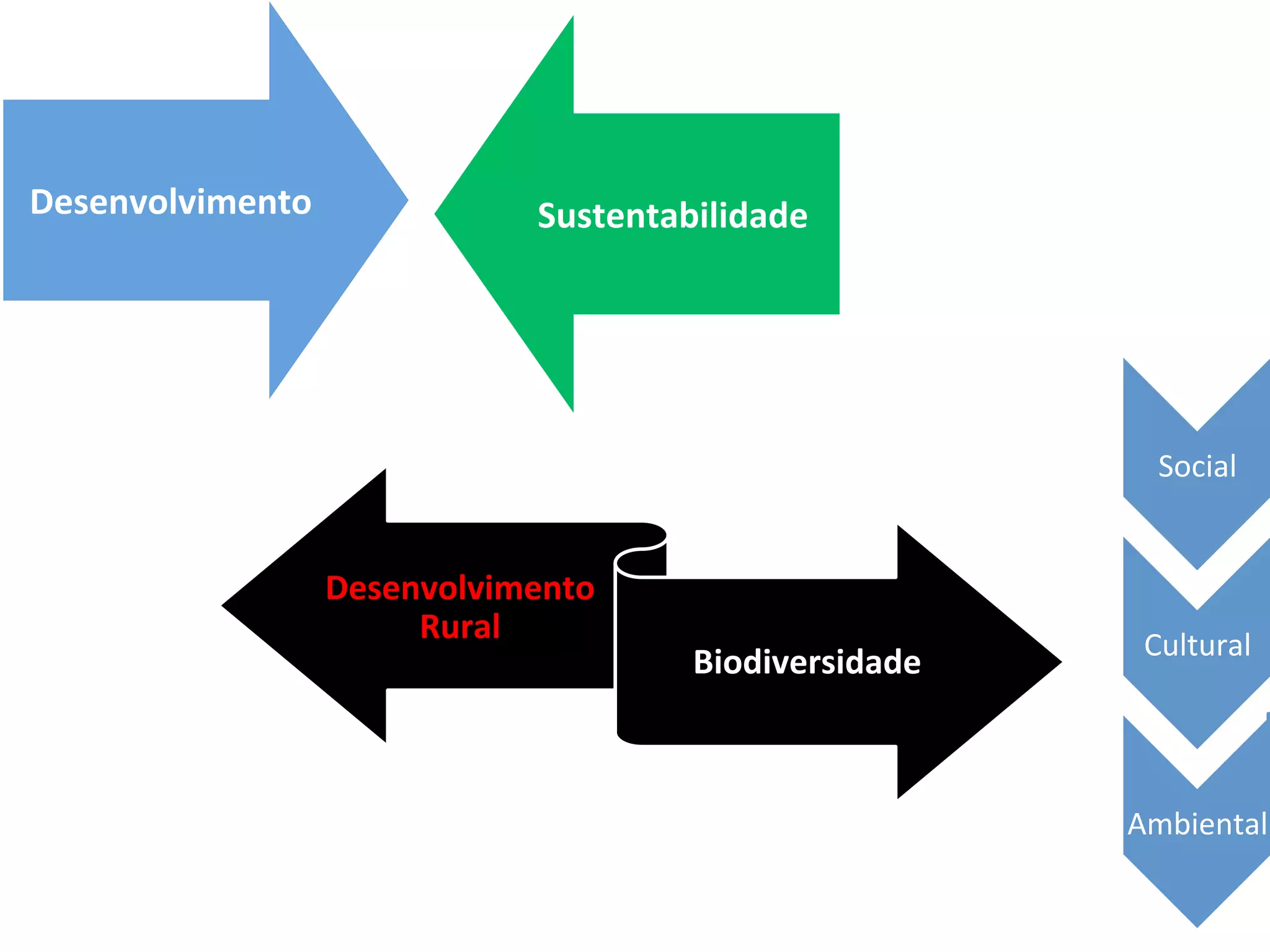 Desenvolvimento	
                   Sustentabilidade	
  




                                                                      Social	
  


                      Desenvolvimento	
  
                           Rural	
                                   Cultural	
  
                                               Biodiversidade	
  



                                                                    Ambiental	
  
 