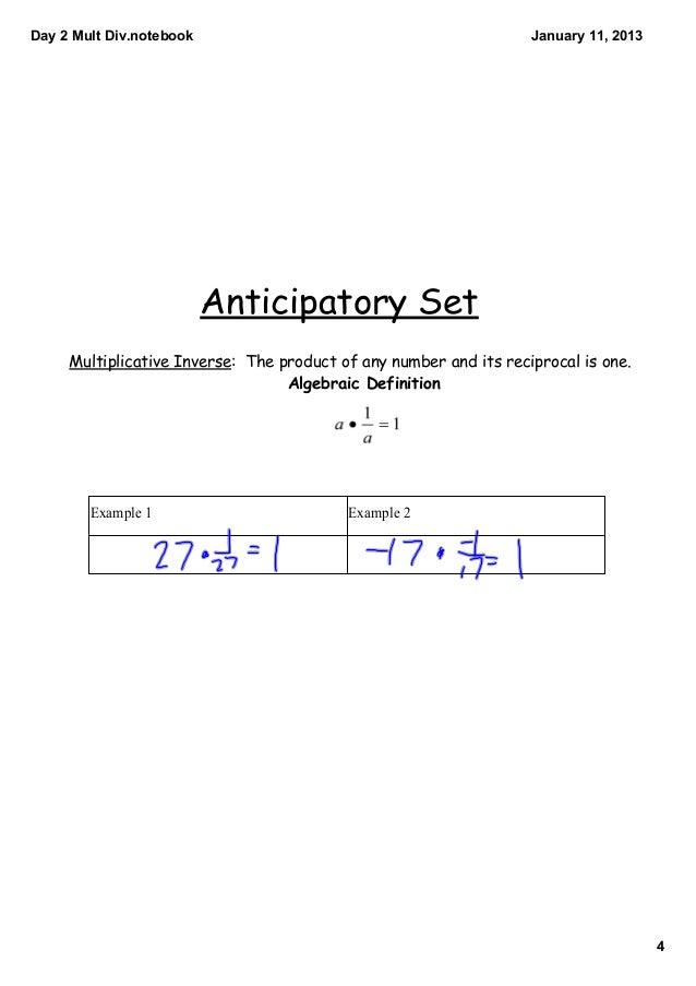of multiplicative inverse 2^-4 div mult 2 Day
