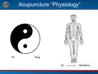 Acupuncture “Physiology”
Yin Yang
Qi Meridians
 