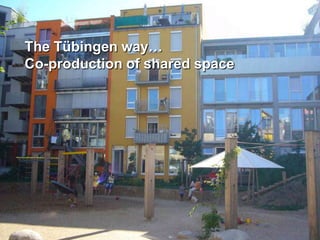 Poundbury DesignGuideStretcher bond…not permittedSoldier arches…not allowedShiplap boards...not permittedParking of caravans, boats or trailers…not allowedThere shall be noflat roofsPermission will not be given to demolish chimneysWindows with asymmetric subdivision…not permittedBathroom windows should not be obscured or patterned glassWoven panels of wooden fencing…not allowed“Judicious mixing (of chimney pots) will give a feeling of the collective roofscapes having evolved”“Windows and doors shall be built entirely of timber”