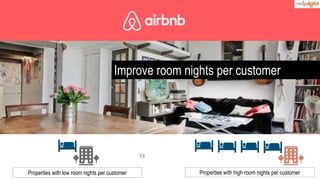 42
Improve room nights per customer
Vs
Properties with low room nights per customer Properties with high room nights per customer
 