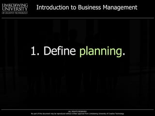 1. Define  planning . 