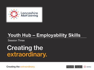Youth Hub – Employability Skills
Session Three
 