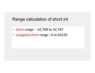 Range calculation of short int
 