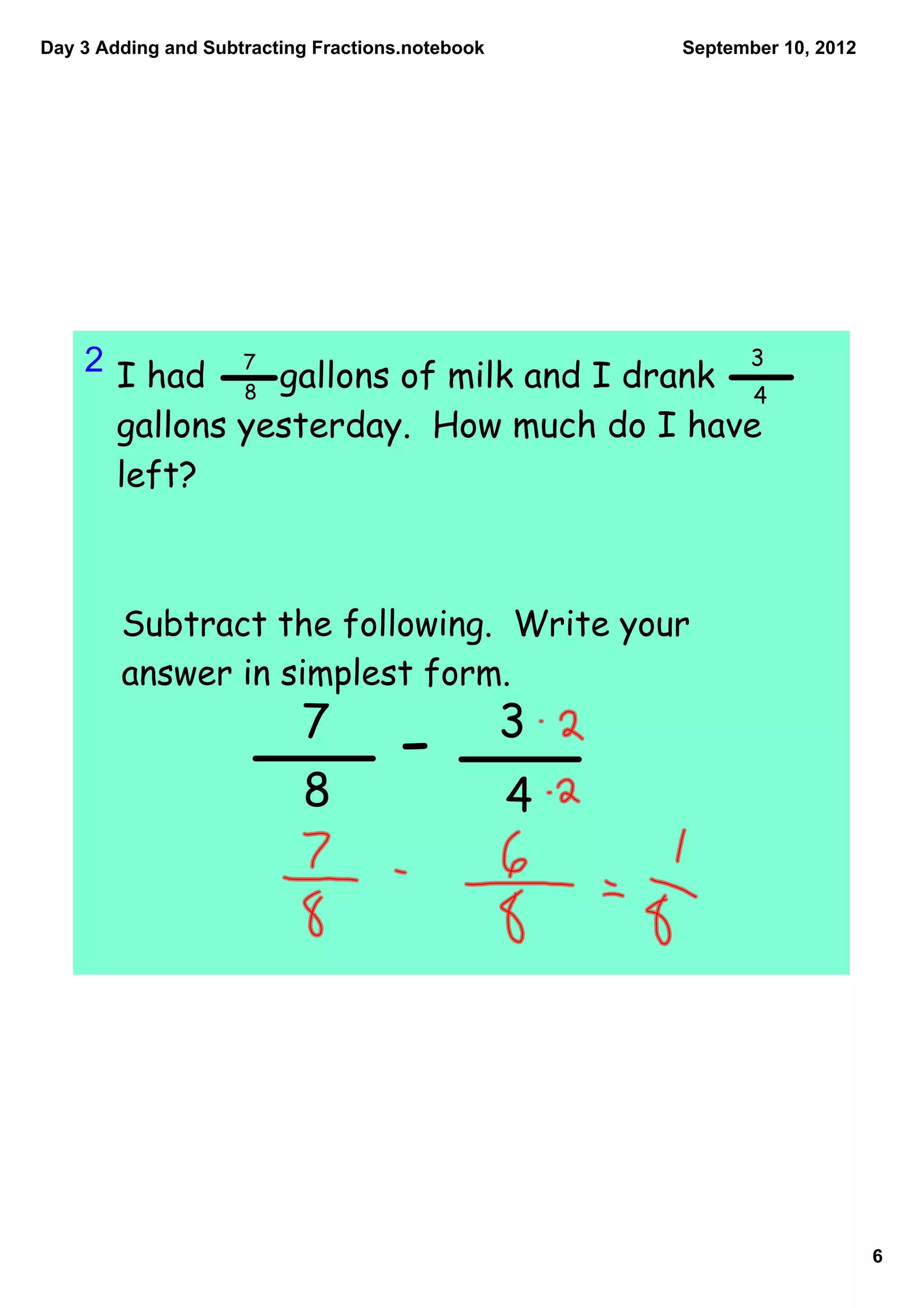 Day 3 adding and subtracting fractions | PDF