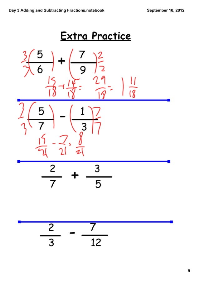 Day 3 adding and subtracting fractions | PDF