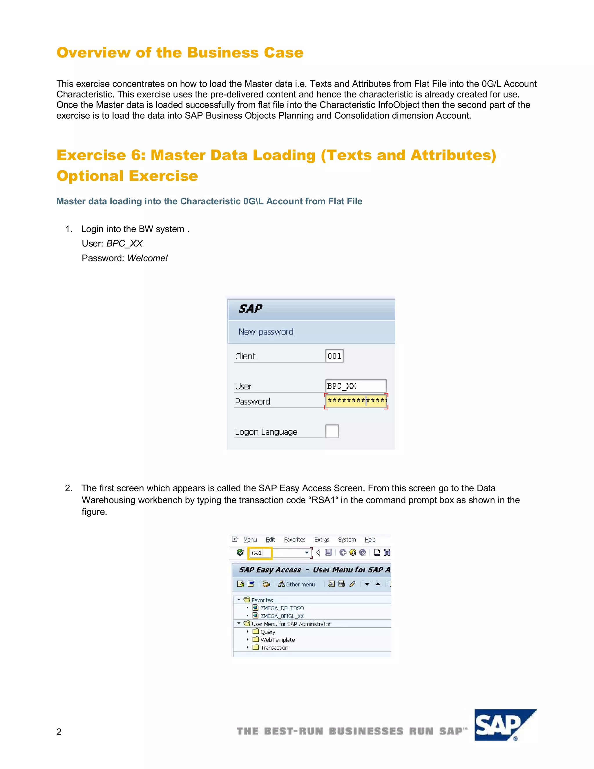 SAP BPC 10.1 NW Master Data loading | PDF