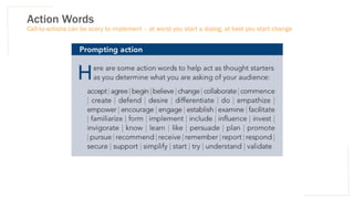 Action Words
Call-to-actions can be scary to implement – at worst you start a dialog, at best you start change
 