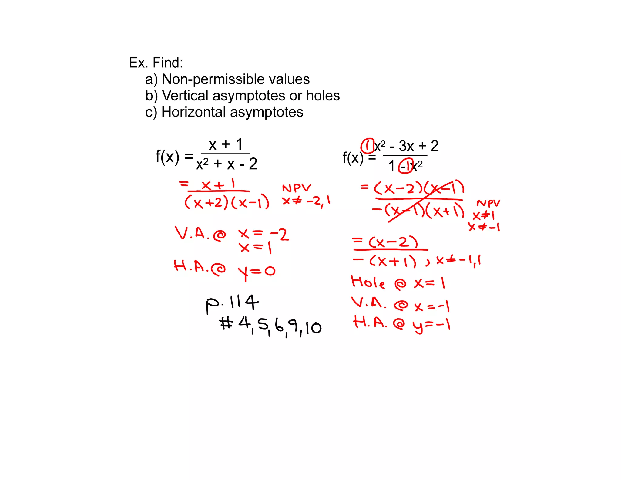 c) Horizontal asymptotes