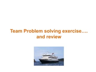 Team Problem solving exercise….
and review
 