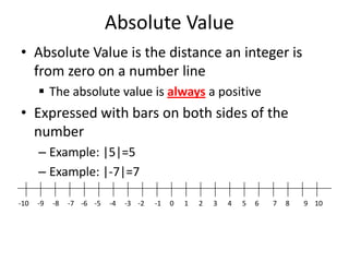 Integers, roots, powers, order of operations | PPTX