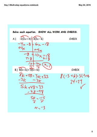 Day 3 Multi­step equations.notebook
5
May 04, 2016
 