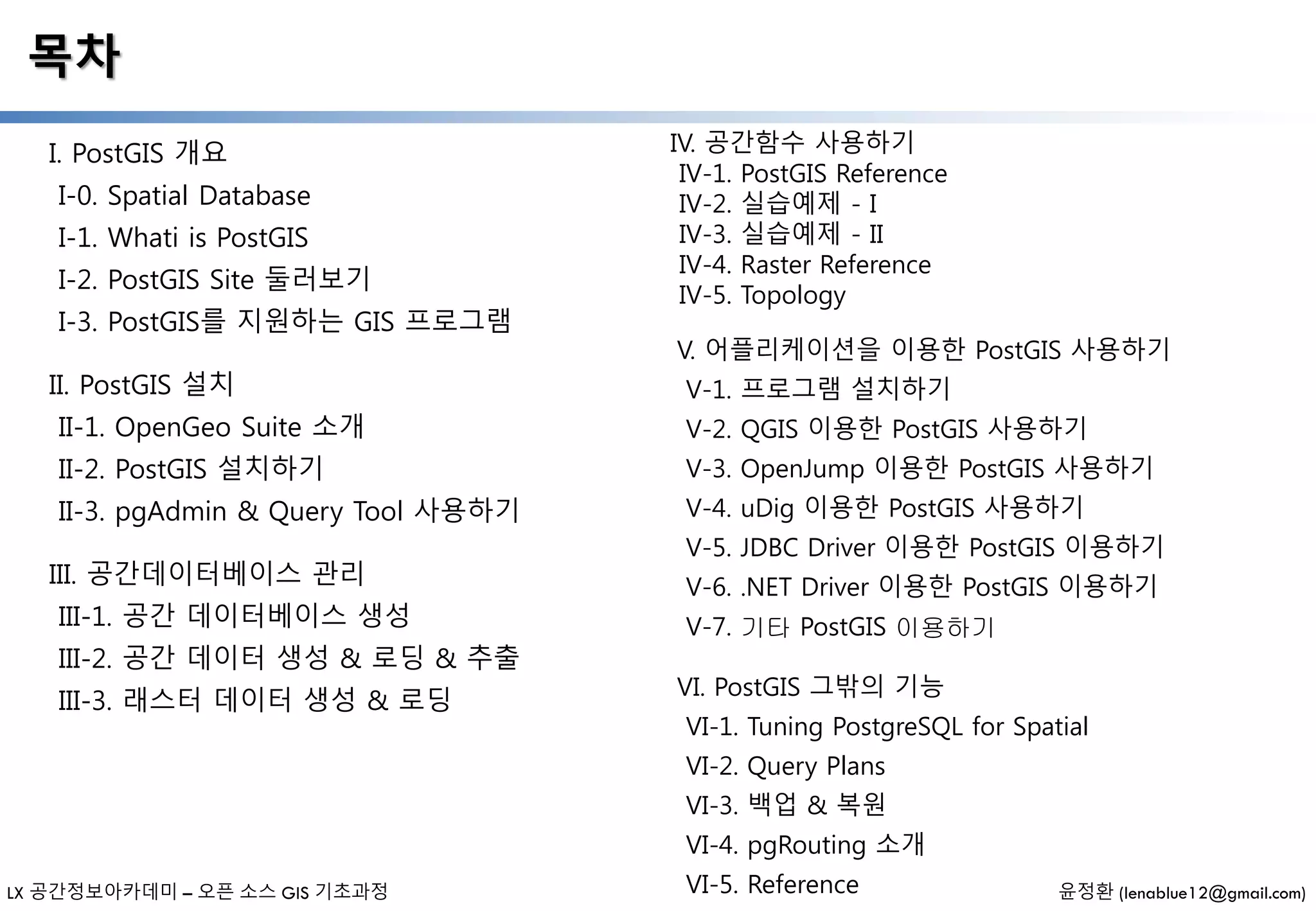 LX 공간정보아카데미 PostGIS 강의자료 | PPTX