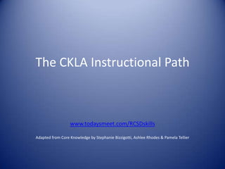The CKLA Instructional Path
www.todaysmeet.com/RCSDskills
Adapted from Core Knowledge by Stephanie Bizzigotti, Ashlee Rhodes & Pamela Tellier
 