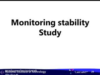 สถาบันมาตรวิทยาแห่งชาติ
National Institute of Metrology “I AM NIMT” 29
Monitoring stability
Study
 