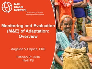 Coordinating Climate-
Resilient Development
Monitoring and Evaluation
(M&E) of Adaptation:
Overview
Angelica V Ospina, PhD...