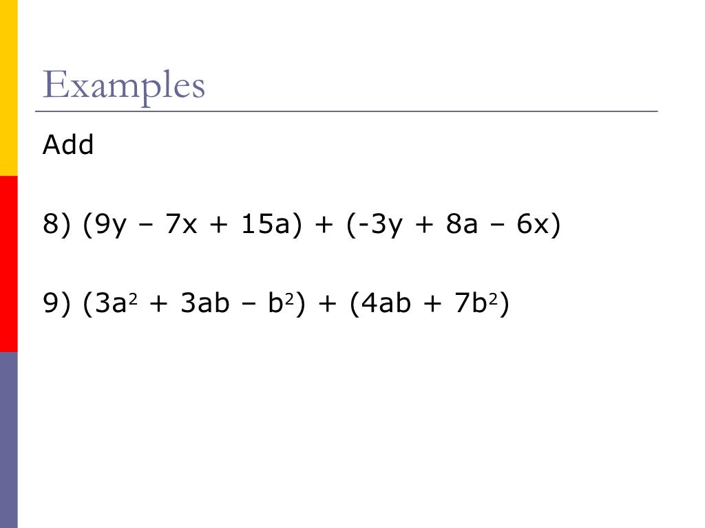 Adding and subtracting polynomials