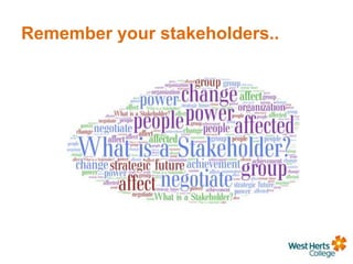 Remember your stakeholders..
 