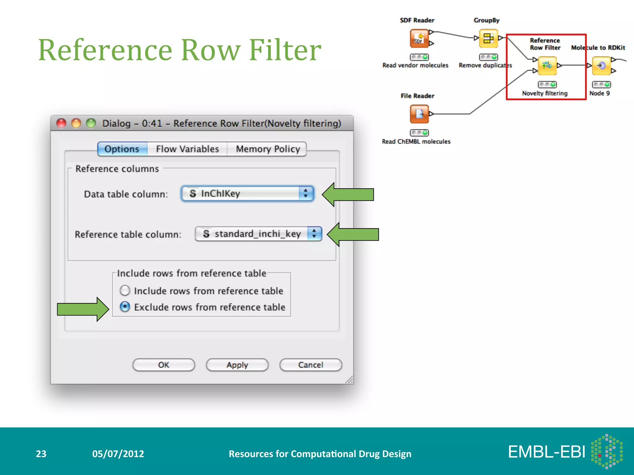 Reference	
  Row	
  Filter	
  




23	
     05/07/2012	
     Resources	
  for	
  Computa5onal	
  Drug	
  Design	
  
 