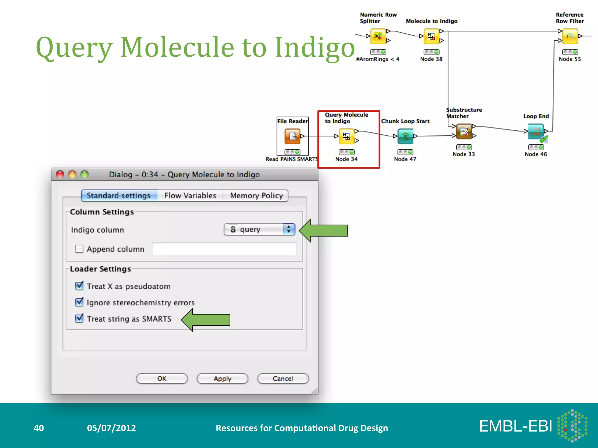 Query	
  Molecule	
  to	
  Indigo	
  




40	
     05/07/2012	
     Resources	
  for	
  Computa5onal	
  Drug	
  Design	
  
 