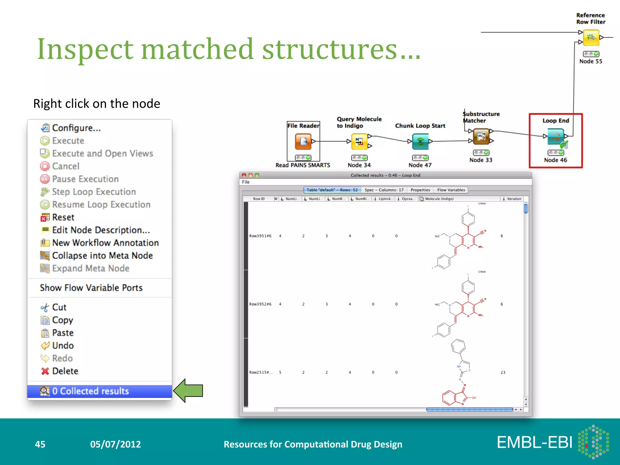 Inspect	
  matched	
  structures…	
  	
  
Right	
  click	
  on	
  the	
  node	
  




45	
             05/07/2012	
             Resources	
  for	
  Computa5onal	
  Drug	
  Design	
  
 