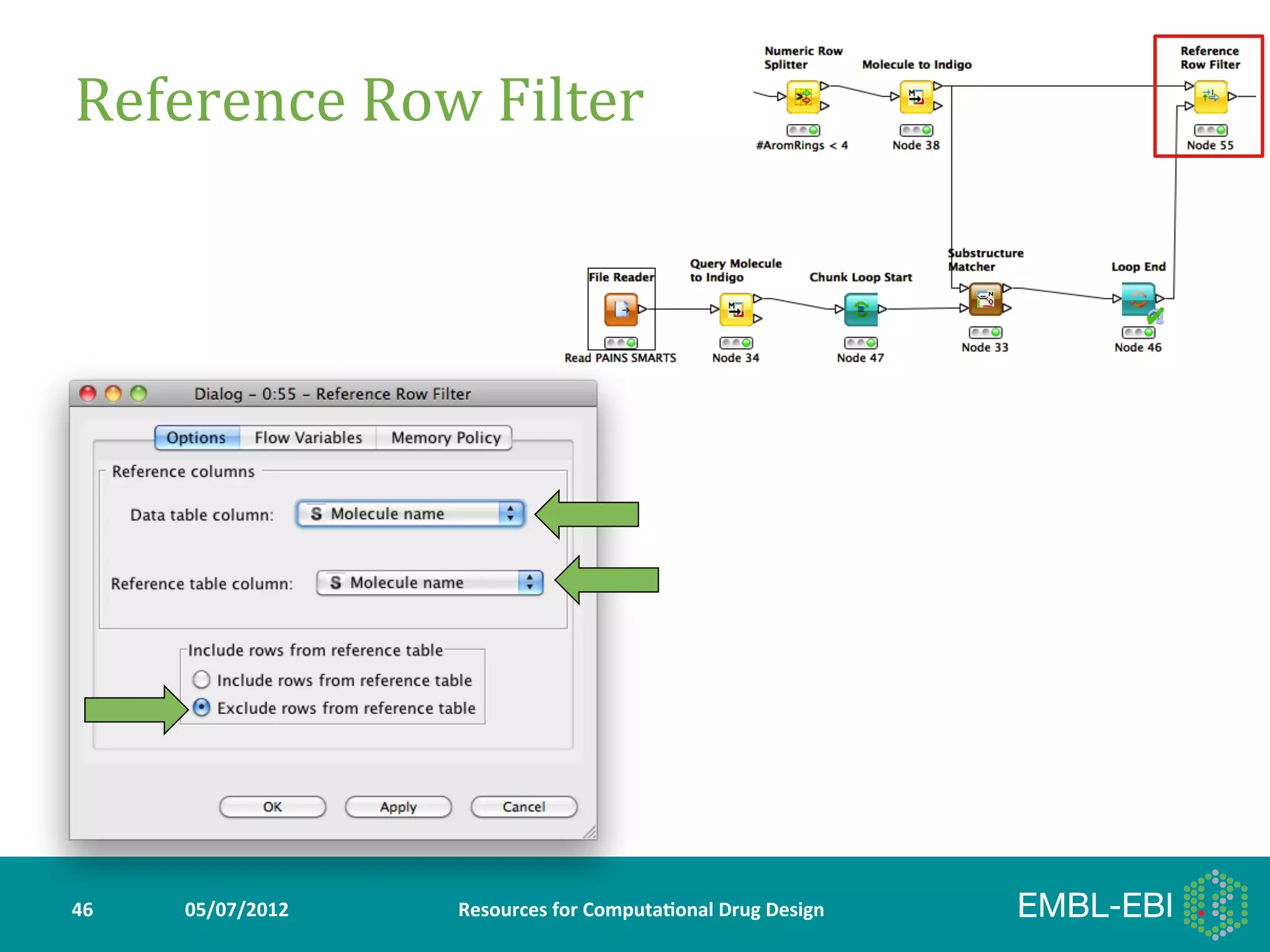 Reference	
  Row	
  Filter	
  




46	
     05/07/2012	
     Resources	
  for	
  Computa5onal	
  Drug	
  Design	
  
 