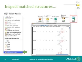 Inspect	
  matched	
  structures…	
  	
  
Right	
  click	
  on	
  the	
  node	
  




45	
             05/07/2012	
             Resources	
  for	
  Computa5onal	
  Drug	
  Design	
  
 