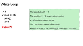Conditional Statements and Loops in python | PDF