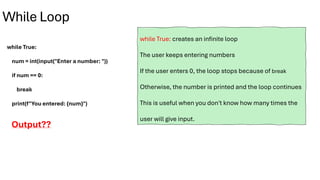 Conditional Statements and Loops in python | PDF
