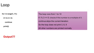 Conditional Statements and Loops in python | PDF