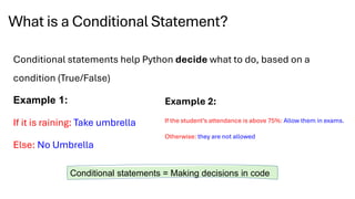 Conditional Statements and Loops in python | PDF