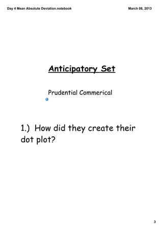 Day 4 Mean Absolute Deviation.notebook          March 08, 2013




                        Anticipatory Set

             ...