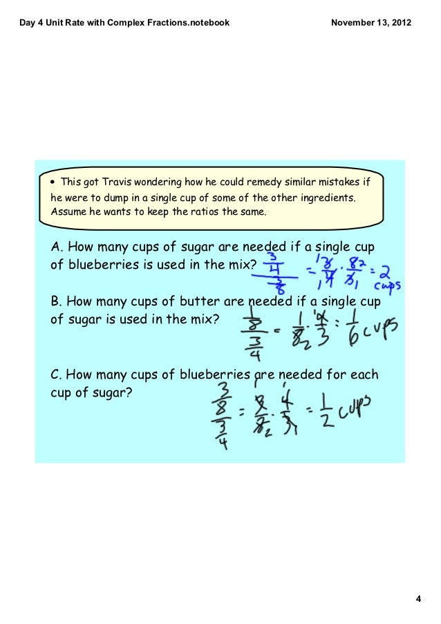 Day 4 unit rate with complex fractions
