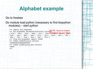 Python E Language Letters Biopython | ODP