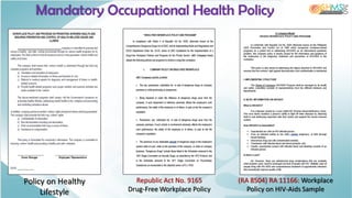 Mandatory Occupational Health Policy
 