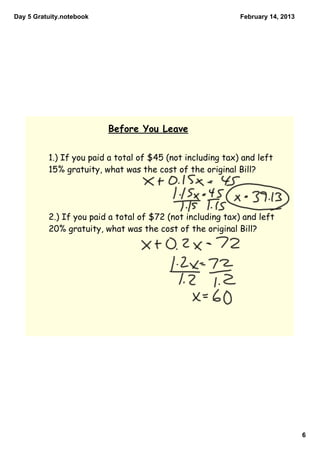 Day 5 Gratuity.notebook                                     February 14, 2013




                          Before You Lea...