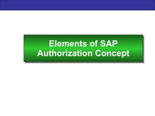 Elements of SAP Authorization Concept 