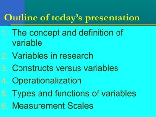 various types of measurement scales