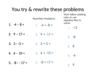 Day 6 - Subtracting Integers with counters.ppt