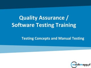 Quality Assurance /
Software Testing Training
Testing Concepts and Manual Testing
 