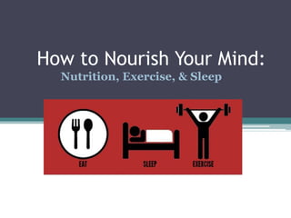 How to Nourish Your Mind:
Nutrition, Exercise, & Sleep
 