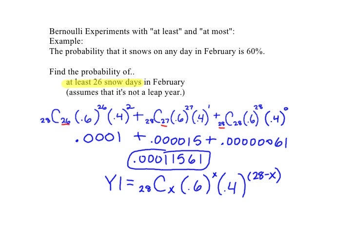 Notes Day 7 Bernoulli Trials with "at least" and "at most"