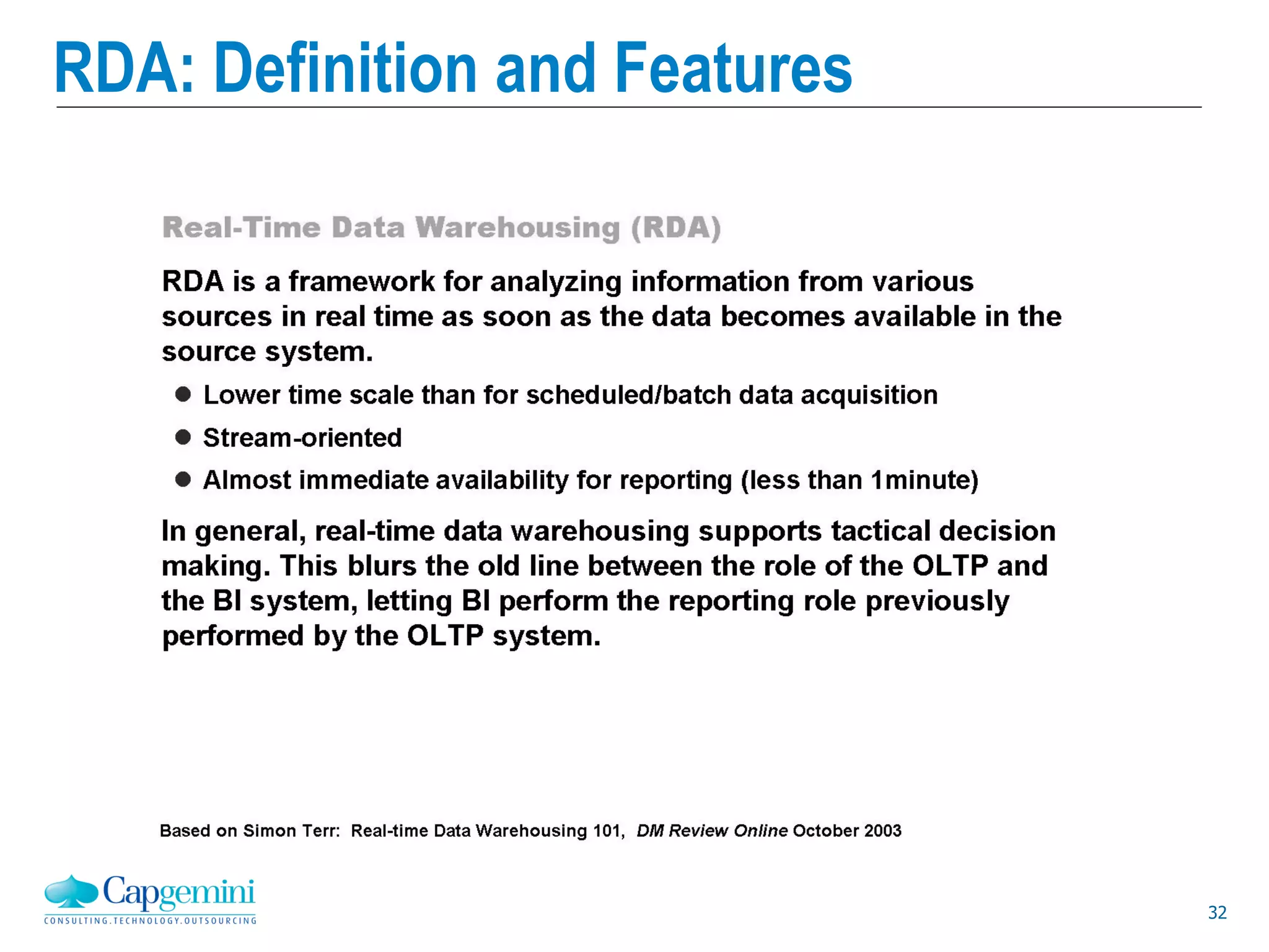 32
RDA: Definition and Features
 
