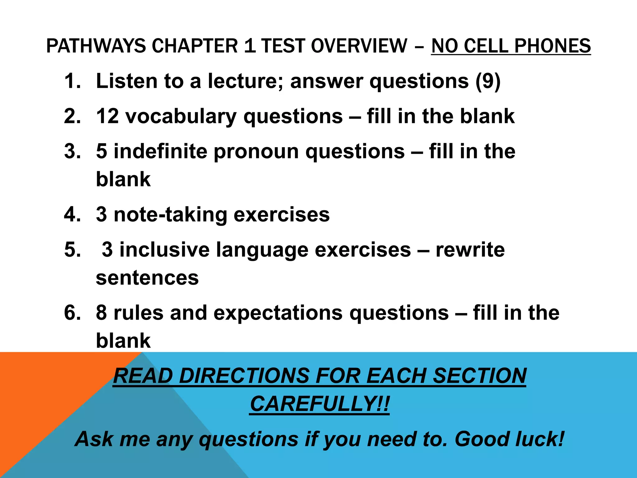 Day 8 - Pathways Unit 1 Test | PPTX | Education