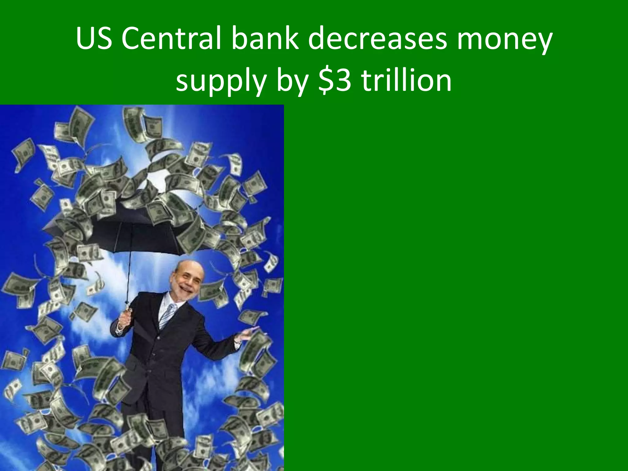 US Central bank decreases money
supply by $3 trillion
 