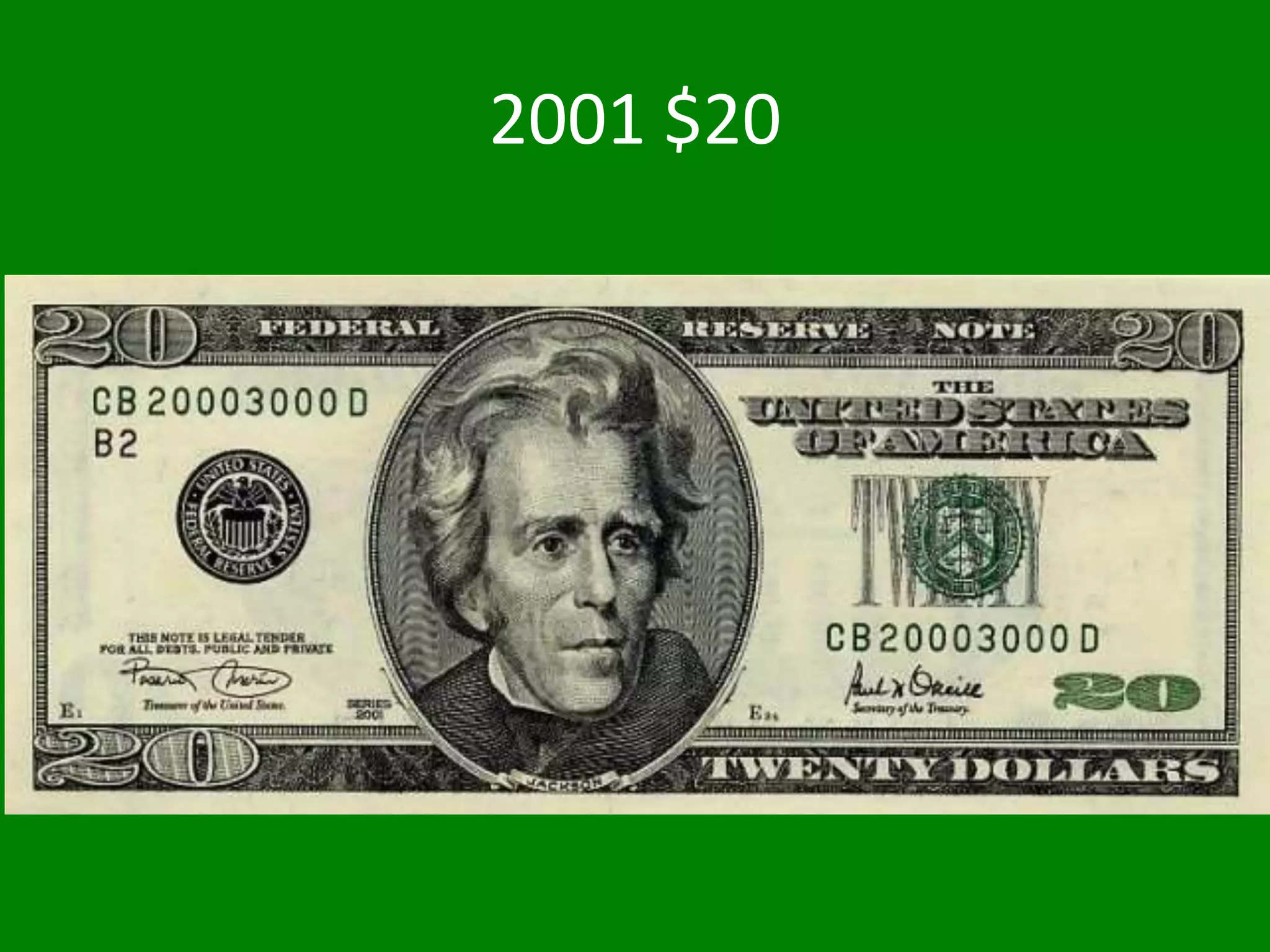 2001 $20
 
