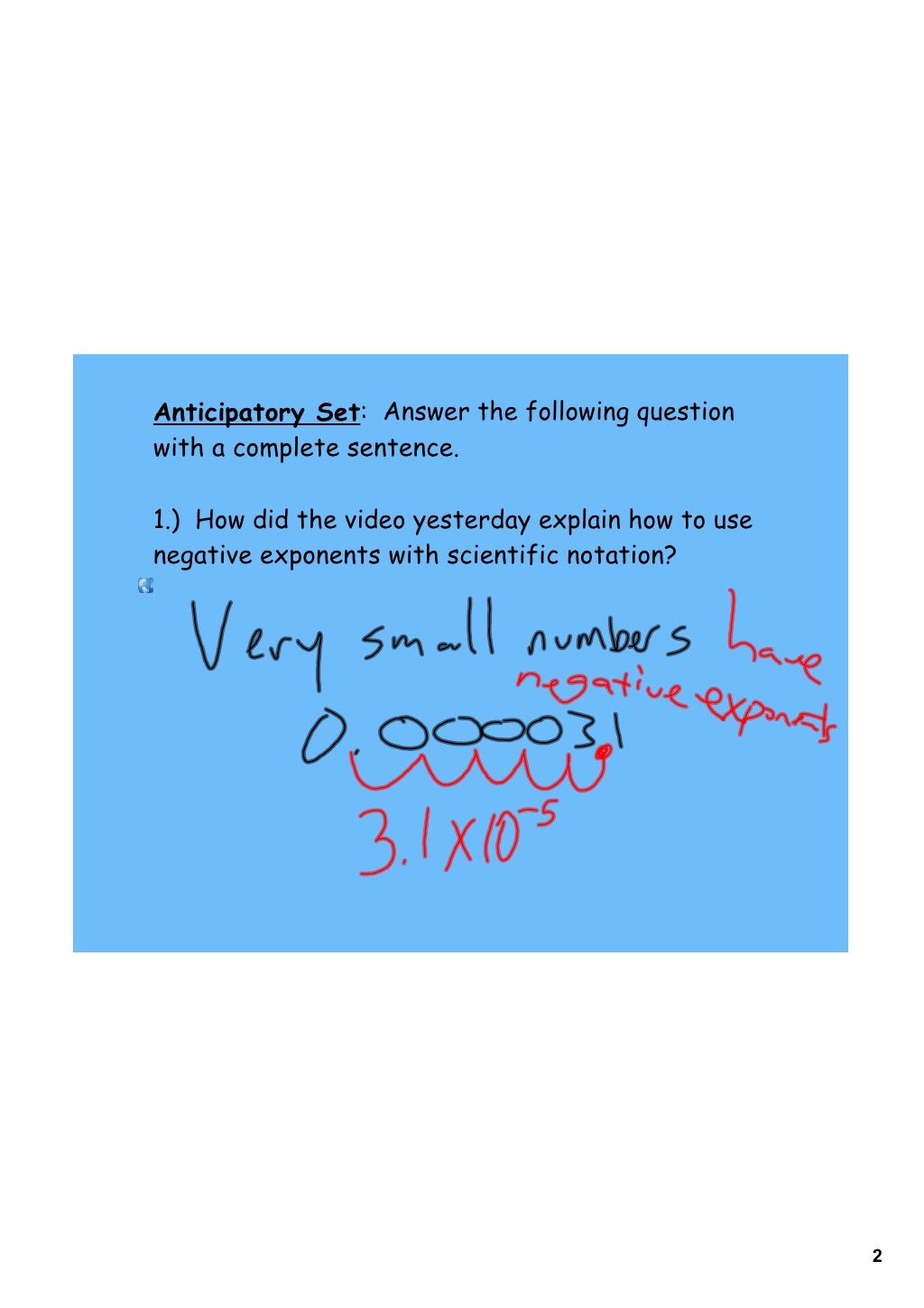 Day 8 scientific notation