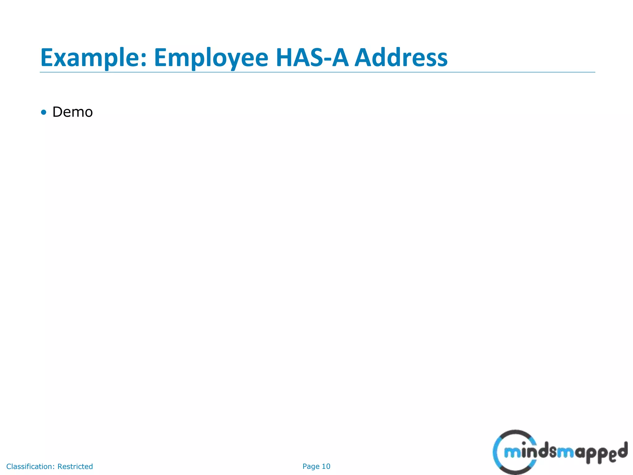 Example: Employee HAS-A Address Classification: Restricted Page 10 • Demo 