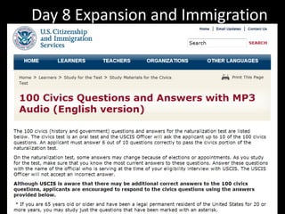 Day 8 Expansion and Immigration
 