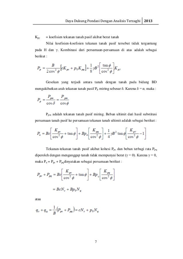 Daya Dukung Pondasi Dengan Analisis Terzaghi